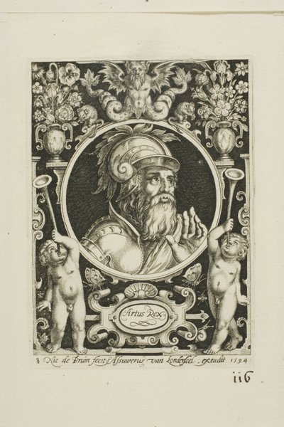 King Arthur, tallerken otte fra The Nine Worthies af Nicolaes de Bruyn