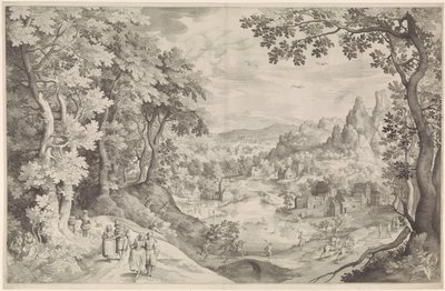Landskab med hjortejagt af Nicolaes de Bruyn