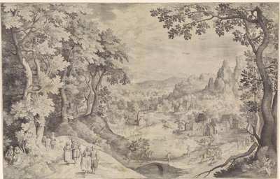 Landskab med hjortejagt af Nicolaes de Bruyn