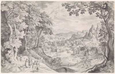 Landskab med hjortejagt af Nicolaes de Bruyn
