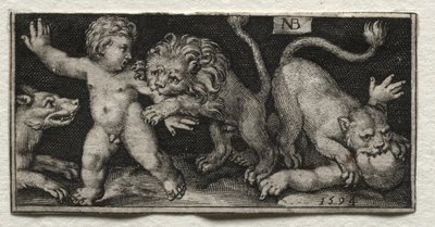Løver angriber børn af Nicolaes de Bruyn