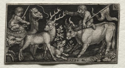 Aber, der rider på en kamel og en tyr af Nicolaes de Bruyn