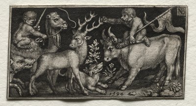 Aber, der rider på en kamel og en tyr, 1594. af Nicolaes de Bruyn