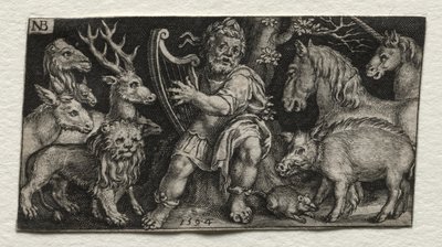 Orpheus charmerer dyrene, 1594. af Nicolaes de Bruyn