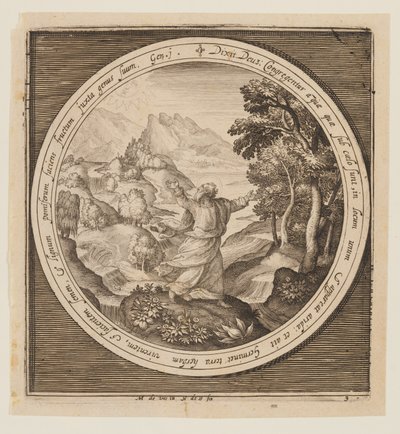 Den tredje dag: Skabelsen af land og vegetation, fra skabelsen til uddrivelsen fra Paradis af Nicolaes de Bruyn