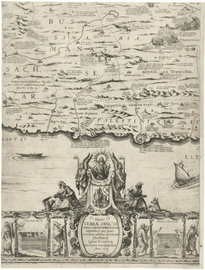 Kort af Palæstina En ny beskrivelse af det hellige land eller det forjættede land (titel på objekt) af Nicolaes van Geelkercken