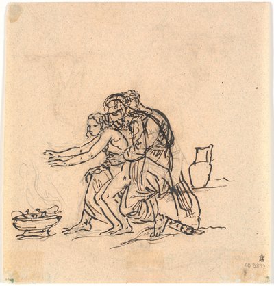 Anakreon og Amaryllis, der varmer hænderne over et bækken af Nicolai Abildgaard