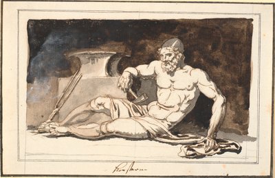 En liggende Vulkan, ved ambolten. Allegori på kunsterne af Nicolai Abildgaard