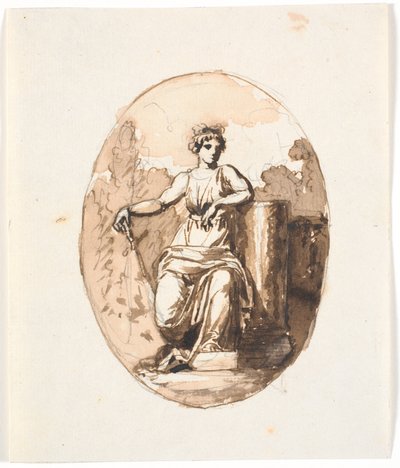 En siddende kvindefigur, allegori på styrken eller bestandigheden af Nicolai Abildgaard