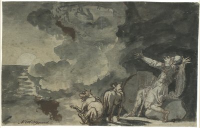 Fingal ser sine forfædres ånder ved månens skin. Scene af Ossian af Nicolai Abildgaard