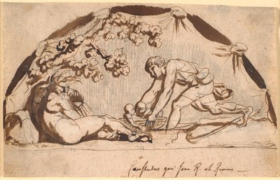 Hyrden Faustulus finder Romulus og Remus af Nicolai Abildgaard