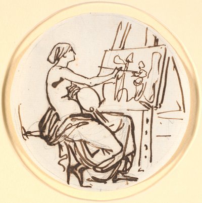 Malerkunstens genius. Cirkelrund komposition af Nicolai Abildgaard