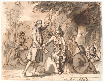 Mirabeau giver Frederik II af Preussen et dokument, der beskriver menneskets rettigheder af Nicolai Abildgaard