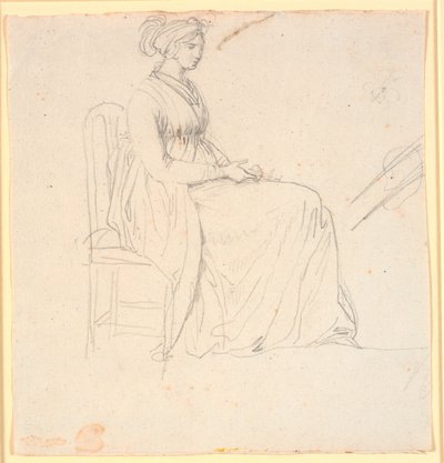 Profilbillede af kunstnerens anden hustru Juliane Marie Abildgaard, siddende, hel figur af Nicolai Abildgaard