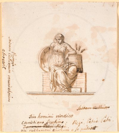 Siddende allegorisk kvindefigur af Nicolai Abildgaard