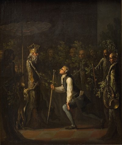 Potuanerne er overrasket over at se Niels Klim Genuflect foran den vise prins. af Nicolai Abildgaard