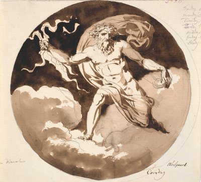 Torsdag. Jupiter med lynet i højre hånd af Nicolai Abildgaard