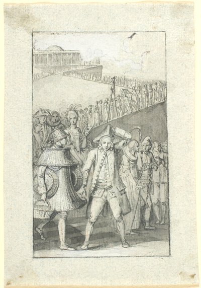 Udkast til illustration til Johs. Ewalds fortælling "Lykkens tempel. En drøm" i udgaven af hans samlede skrifter af Nicolai Abildgaard