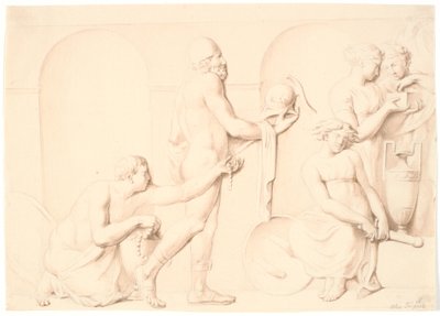 Ulysses der opdager Achilles mellem Lycomedes´ døtre af Nicolai Abildgaard
