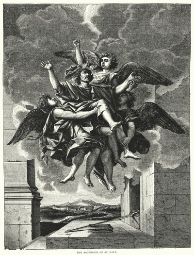 St Pauls himmelfart (gravering) af Nicolas (after) Poussin