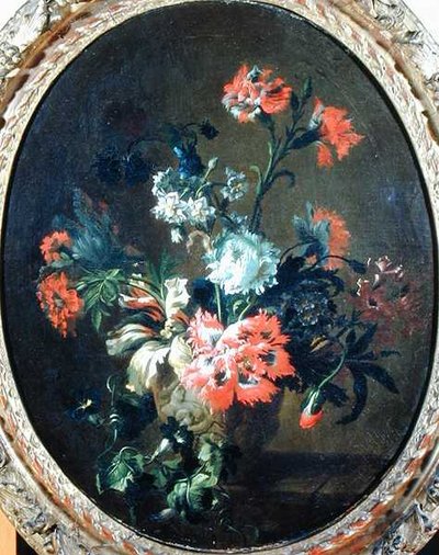 Blomster i en stenvase (olie på lærred) af Nicolas (attr.to) Baudesson