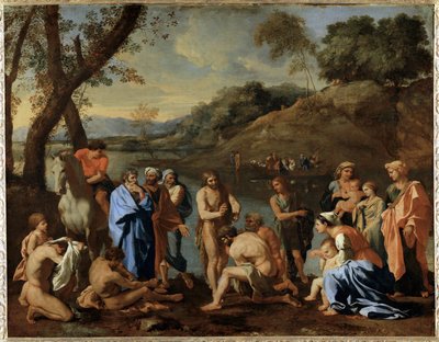 Saint Jean baptisant le peuple - Sankt Johannes døber folket ... af Nicolas (attr.to) Poussin