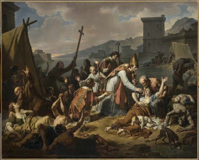 Monsignor de Belsunces hengivenhed under Marseille-pesten, 1720, før 1819. af Nicolas André Monsiaux