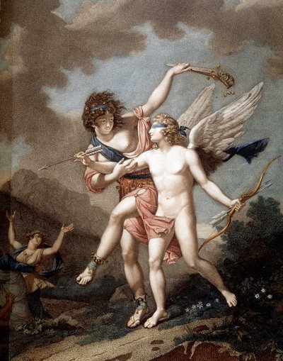 Kærlighed ledet af vanvid af Nicolas Andre (after) Monsiau