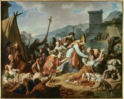 Devouement af Monsignor de Belsunce under pesten i 1720 i Marseille. Maleri af Nicolas Monsiau (1754-1837) af Nicolas Andre Monsiau