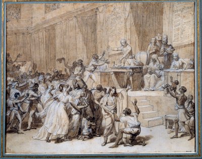 Den franske revolution: Nationalkonventionen dekreterer afskaffelse af slaveriet i kolonierne den 4/02/1794 (16 Pluviose An II) i Paris. Tuschtegning af Nicolas Andre Monsiau (1754-1837) søn. 0,26x0,33 m Paris, Musee Carnavalet af Nicolas Andre Monsiau