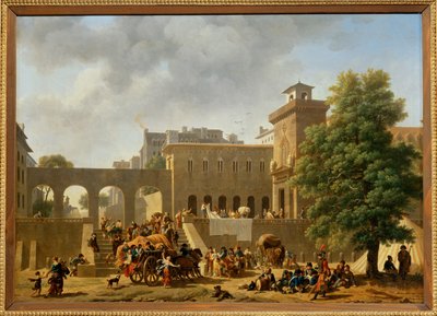 Det ydre af et militærhospital, også kendt som "Franskmændene i Italien", Salon 1804 ... af Nicolas Antoine Taunay