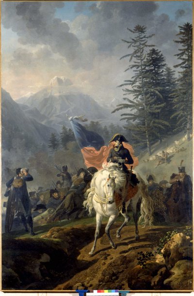 Napoleon Bonaparte krydsede Col de Saint Bernard - af Nicolas-Antoine Taunay, oliemaleri af Nicolas Antoine Taunay