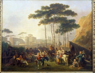 Village Dance Maleri af Nicolas Taunay (1755-1830) Reims fra det 19. århundrede, Musee des Beaux Arts af Nicolas Antoine Taunay