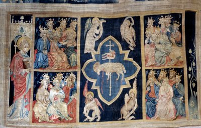Åbenbaringsgardin (1373-1383), n. 7: de ældre giver ære til et lam, symbol på Kristus. Tapestry af Nicolas Bataille (1330-1405) af Nicolas Bataille