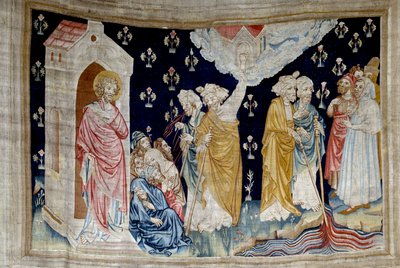 Ophængning af åbenbaring (1373 -1383), n. 28: miraklet. Fideles Guds tjenere og profeter ser på floden forvandlet til blod. Tapestry af Nicolas Bataille (1330-1405) af Nicolas Bataille