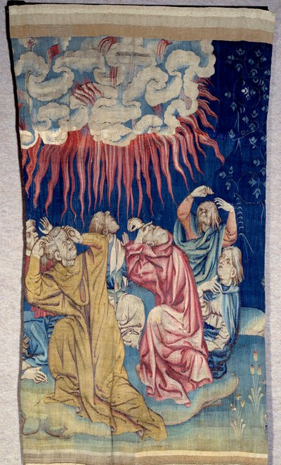 Åbenbaringens tæppe (1373 -1383): himlens ild (mørke). Tapet af Nicolas Bataille (1330-1405) af Nicolas Bataille