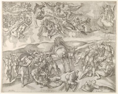 Konvertering af Saul fra Michelangelos fresco i Pauline -kapellet i Vatikanet ..., CA. 1545-60. af Nicolas Beatrizet