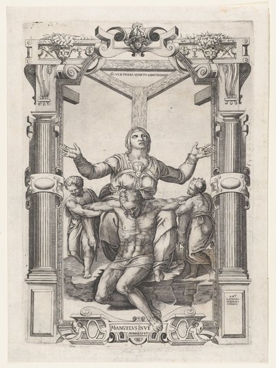 Pietà med engle foran korset, 1547., 1547. af Nicolas Beatrizet
