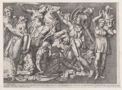 Mirror of Roman Magnificence: Battle of the Amazons, 1559., 1559. af Nicolas Beatrizet
