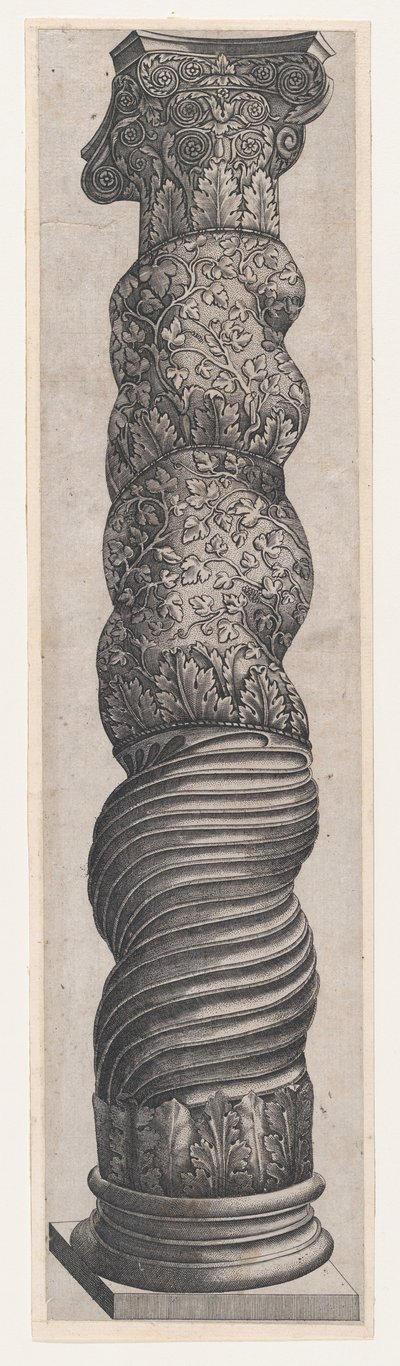 Mirror of Roman Magnificence: Grotesque Winding Column in St. Peters, 1500-tallet..., 1500-tallet. af Nicolas Beatrizet