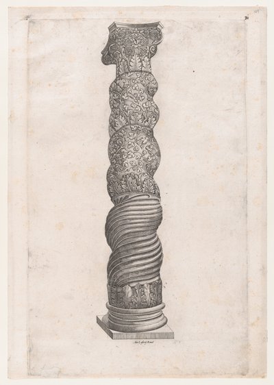 Mirror of Roman Magnificence: Grotesque Winding Column in St. Peters, 1500-tallet..., 1500-tallet. af Nicolas Beatrizet