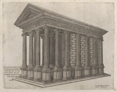 Mirror Roman Magnificent: Temple of Fortune i Rom, 16. århundrede., 16. århundrede. af Nicolas Beatrizet