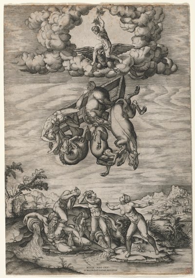Phaetons fald, ca. 1545. af Nicolas Beatrizet