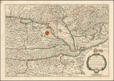 1663-kort over Øvre og Nedre Ungarn, Transilvanien, Slovenien, Kroatien og Dalmatien, udgivet af Nicolas Berey af Nicolas Berey