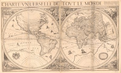 Relief vist billedmæssigt. Indeholder noter. Illustrationerne inkluderer billeder af Edens have og den sidste dom og fire allegoriske figurer i arkets hjørner. Samlet af 4 ark. LC kopi i to ark, monteret sammen på stof. Fold lin af Nicolas Berey
