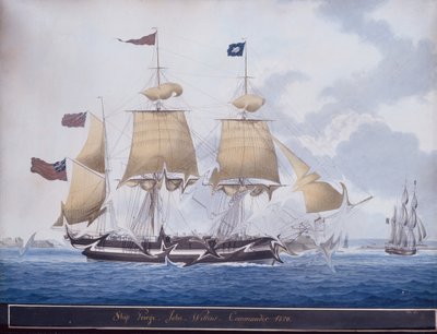The Three Master George ud for Valetta Harbour, Malta af Nicolas Cammillieri of Malta