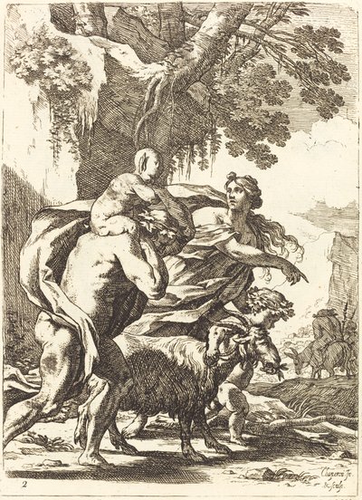 Faun og Bacchante med et barn af Nicolas Chapron
