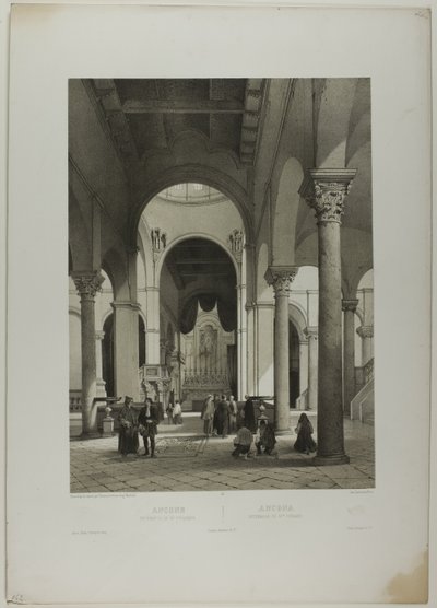 Ancona: Interiør af St. Syriacus, plade 38 fra Italie Monumentale et Pittoresque af Nicolas Chapuy