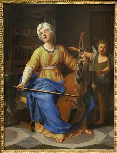 Sankt Cecilie. Maleri af Nicolas Colombel (1646-1717), olie på træ. Fransk kunst 17.-18. århundrede. Musee des Beaux Arts de Rouen. af Nicolas Colombel