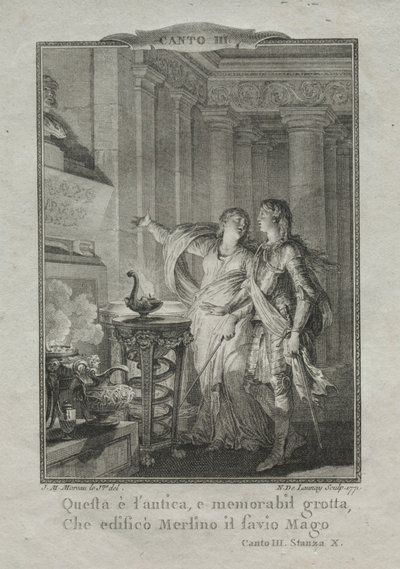 I Merlins grotte, tryllekunstneren, 1771. af Nicolas Delaunay
